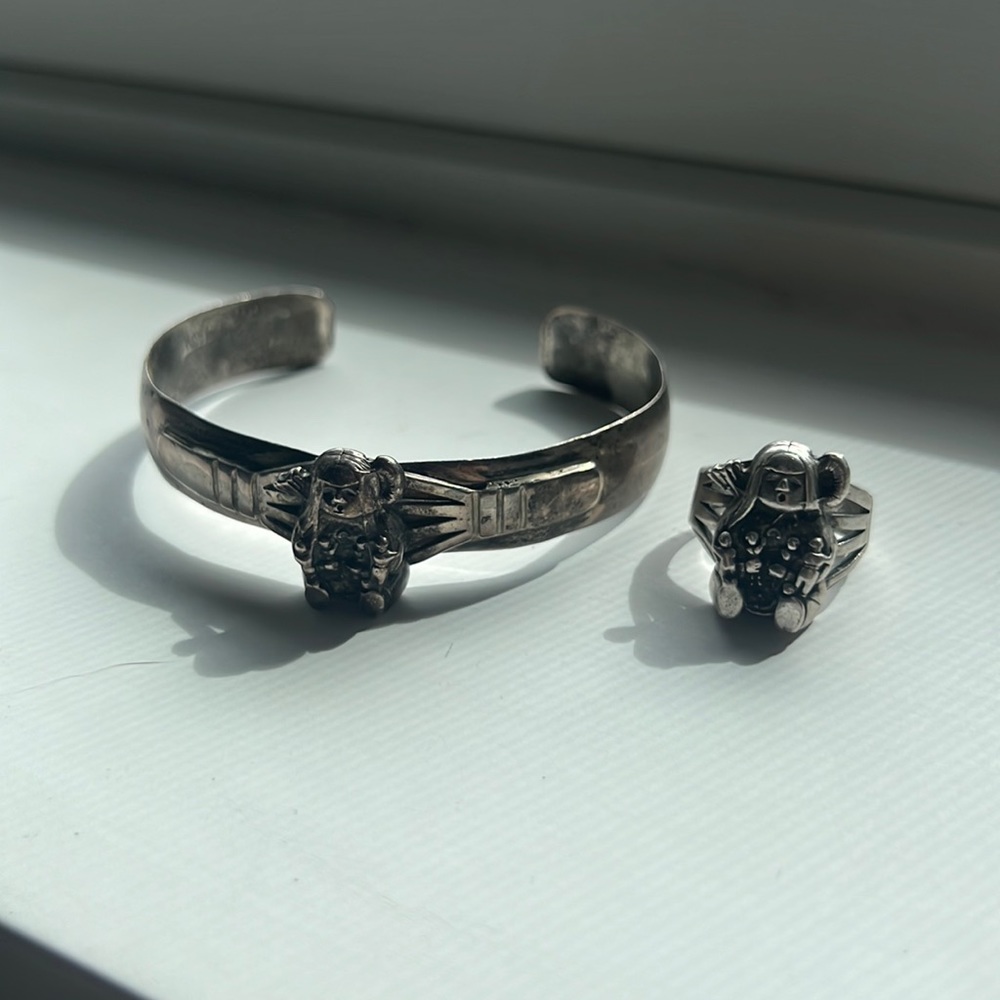 Sterling Silver Indigenous art bracelet and ring